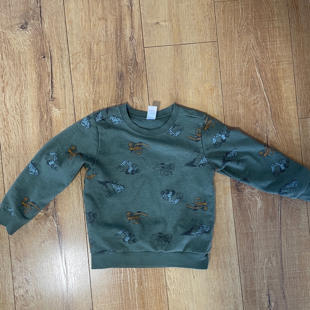 Green Kids Sweatshirt with truck Print